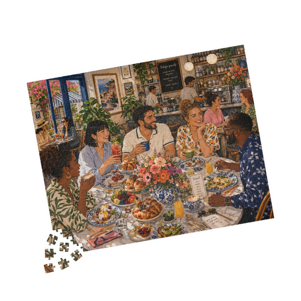 Colorful Sunday Brunch café scene jigsaw puzzle