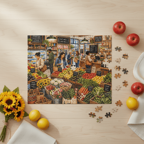 Corner Market Puzzle Flat Lay
