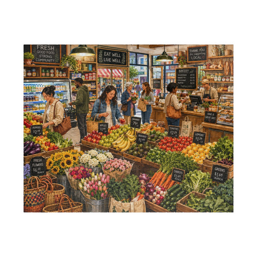 Corner Market 520-piece jigsaw puzzle artwork by Sondera Piece Club