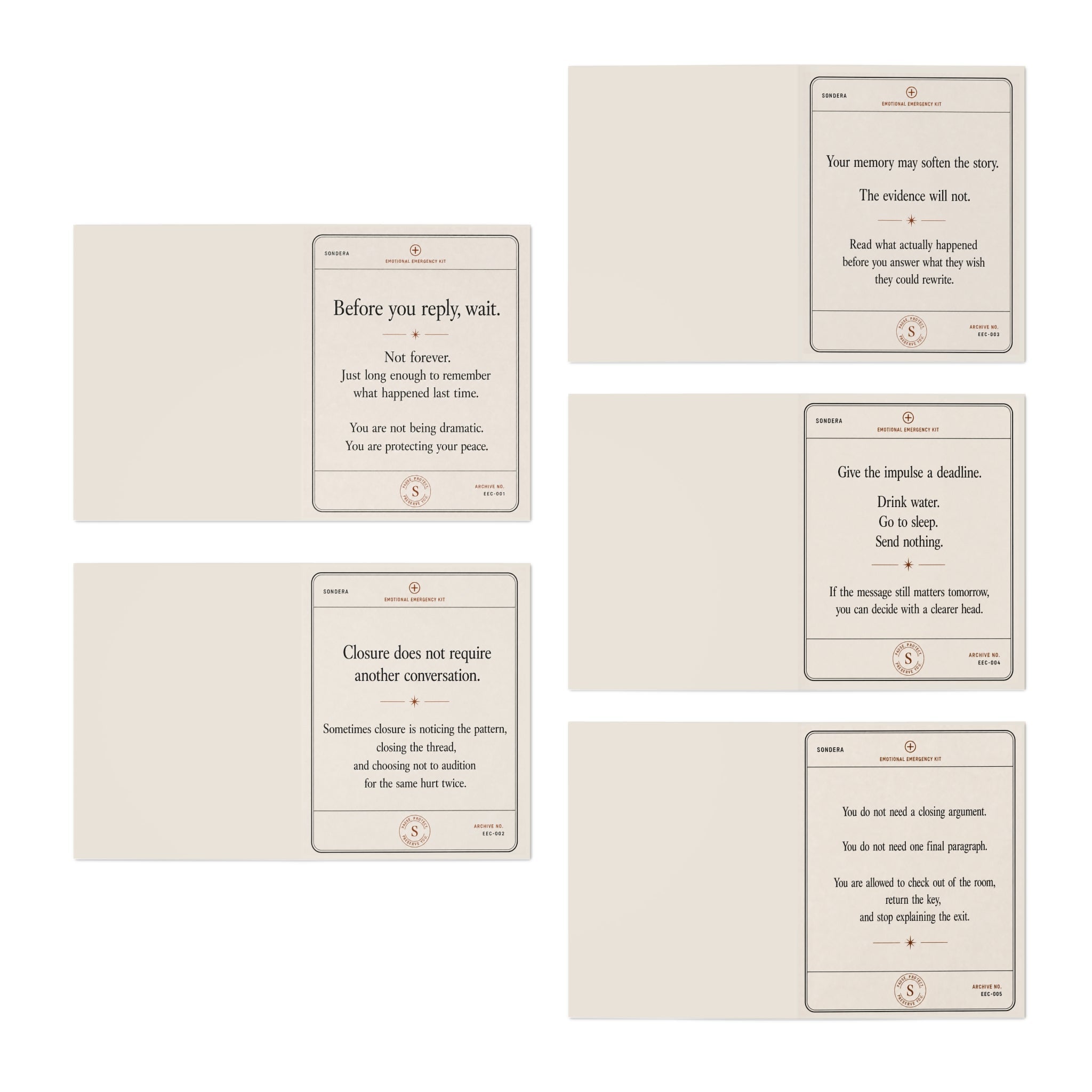 Do Not Text Back emergency card set by Sondera — breakup gift card set with envelopes