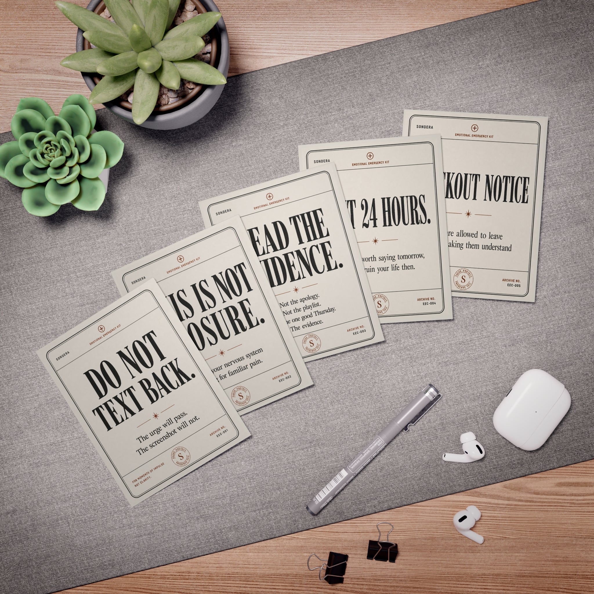 Do Not Text Back emergency card set by Sondera — emotional emergency kit card product image