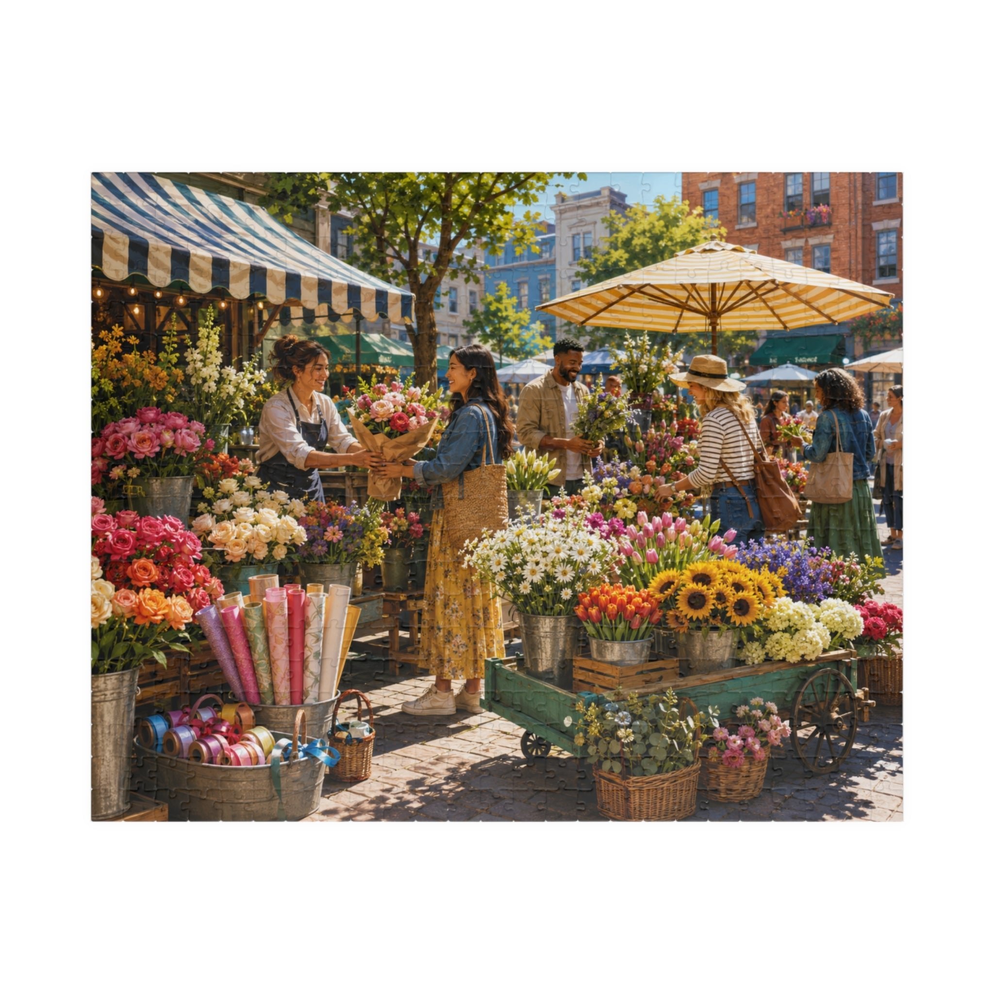 Flower Market Morning 520-piece jigsaw puzzle artwork by Sondera Piece Club