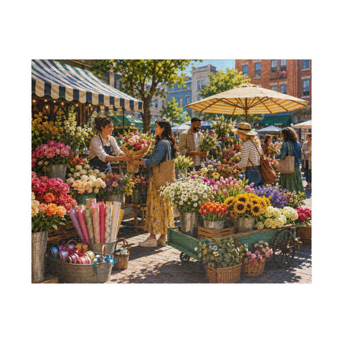 Flower Market Morning 520-piece jigsaw puzzle artwork by Sondera Piece Club