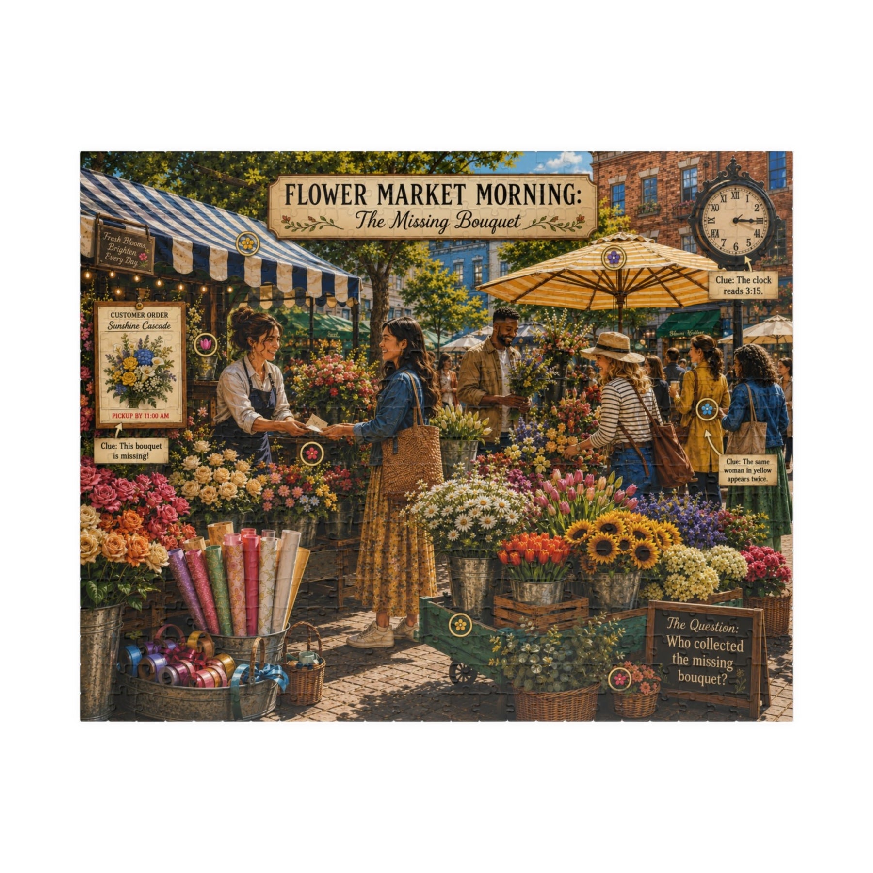 Flower Market Morning: The Missing Bouquet – 520-Piece Puzzle