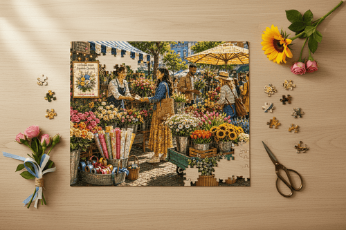 Flower Market Morning - Partially Completed Puzzle