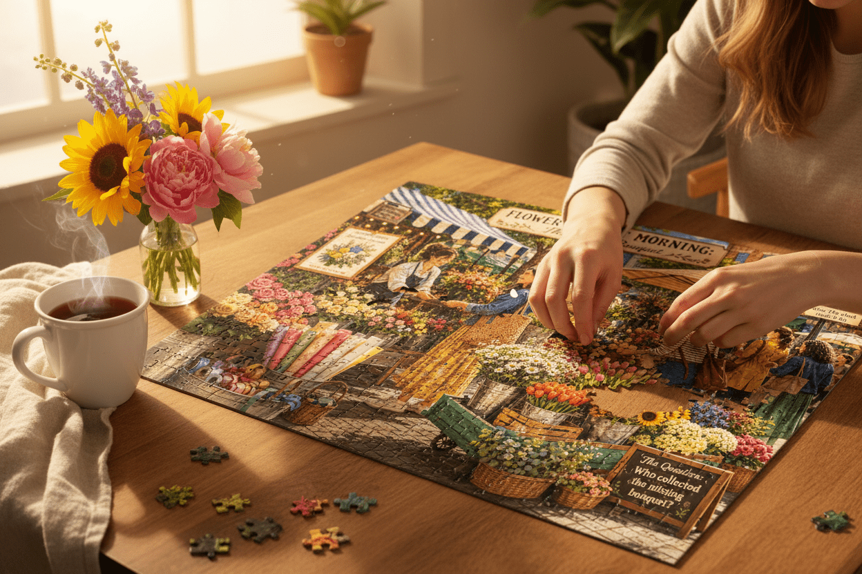Flower Market Morning - Cozy Lifestyle Image