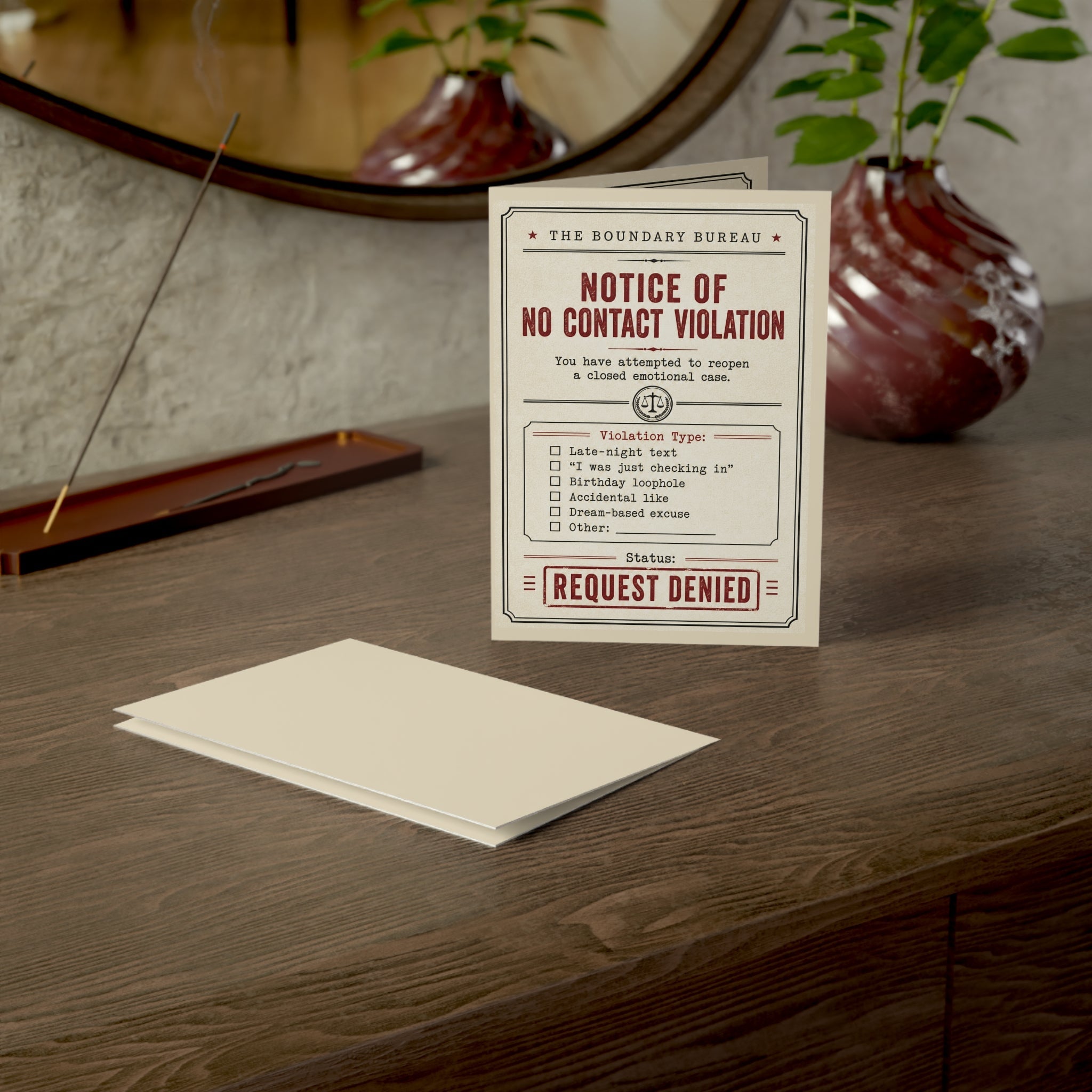 No Contact Violation notice card by Sondera — breakup and boundary reminder card
