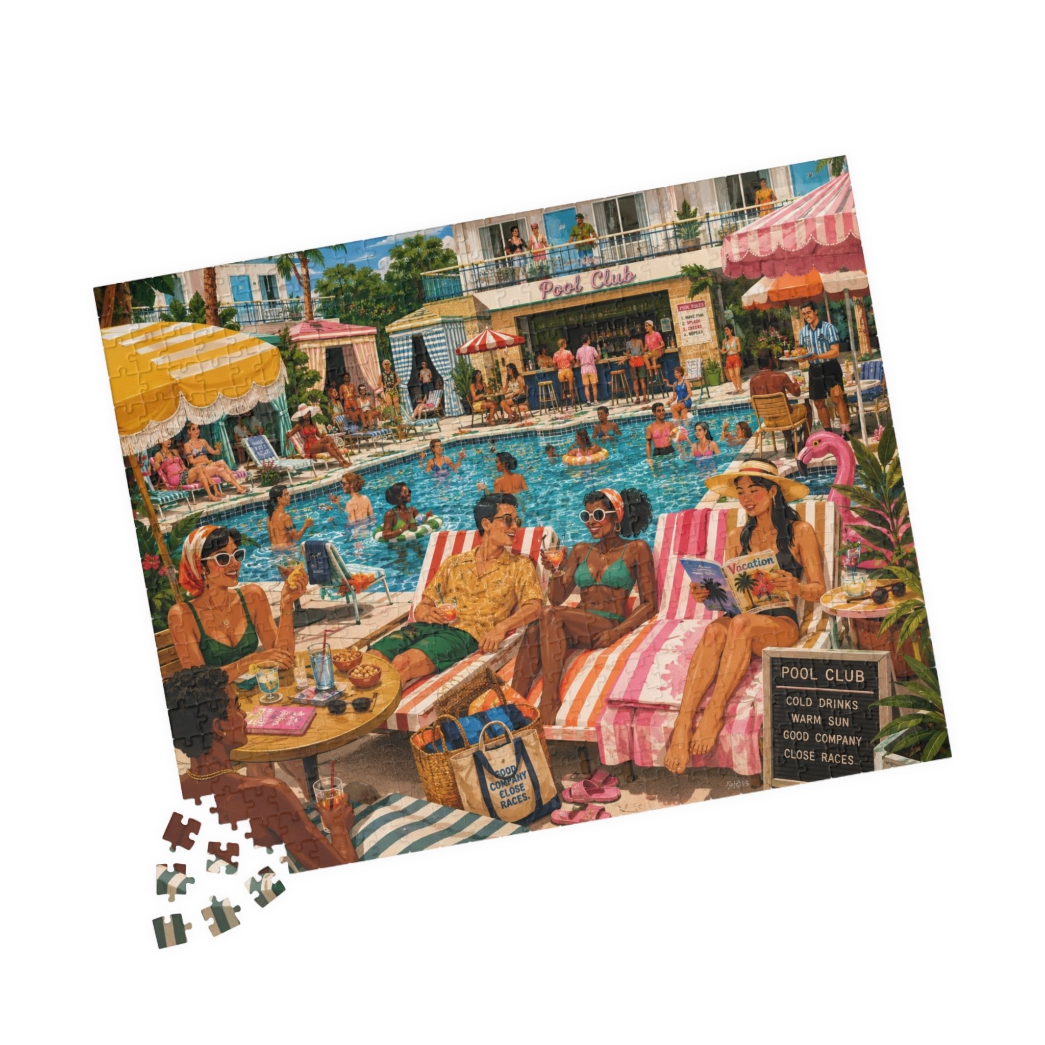 Colorful resort swimming pool jigsaw puzzle scene