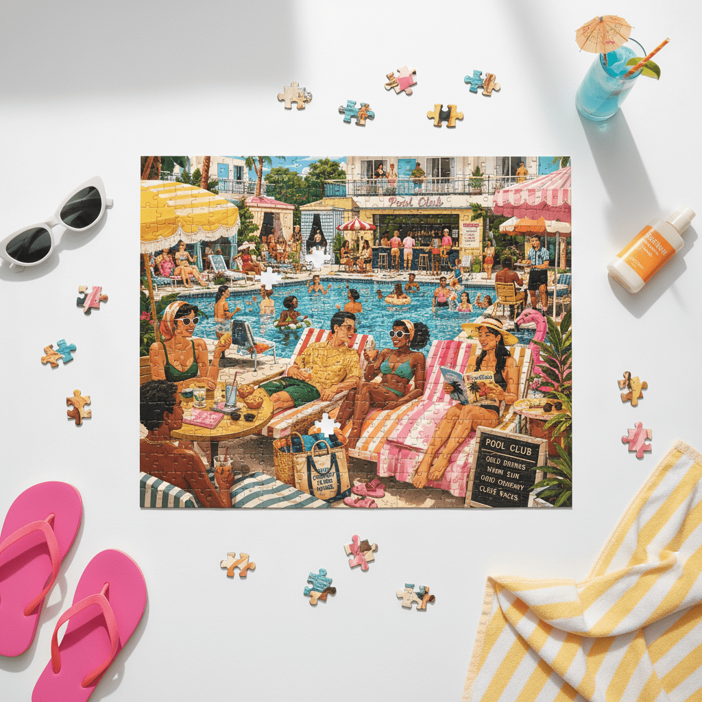 Pool Club Puzzle Flat Lay