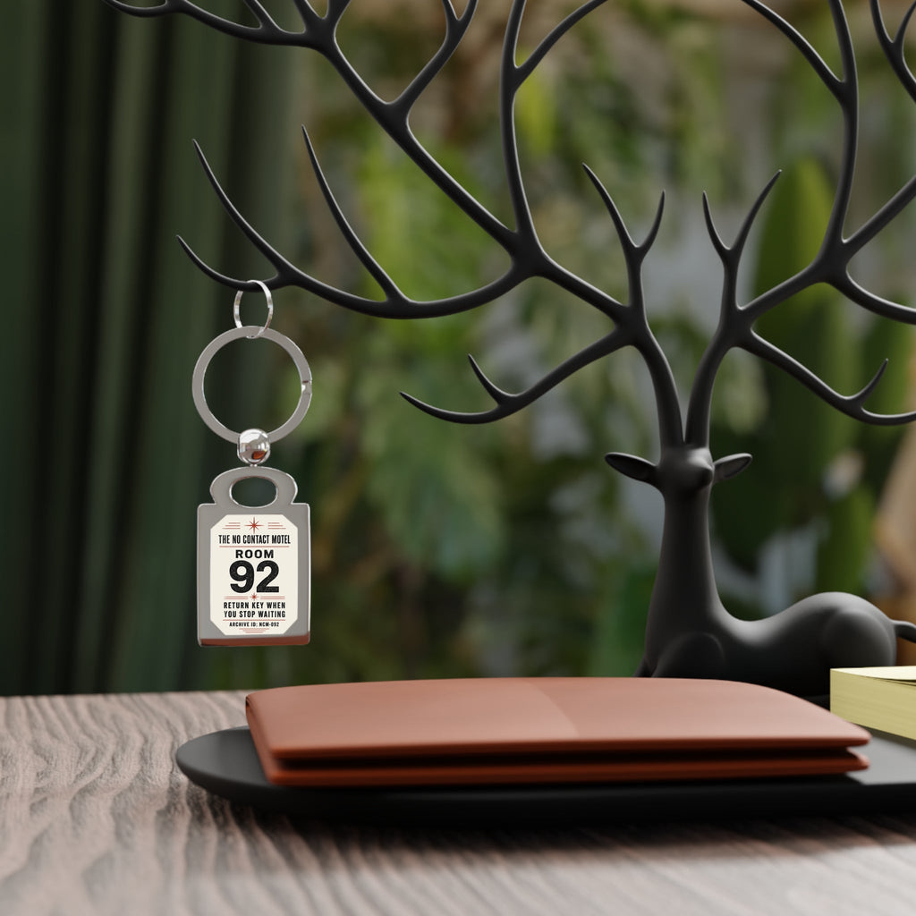 Room 92 motel keytag by Sondera — emotional artifact keytag product image
