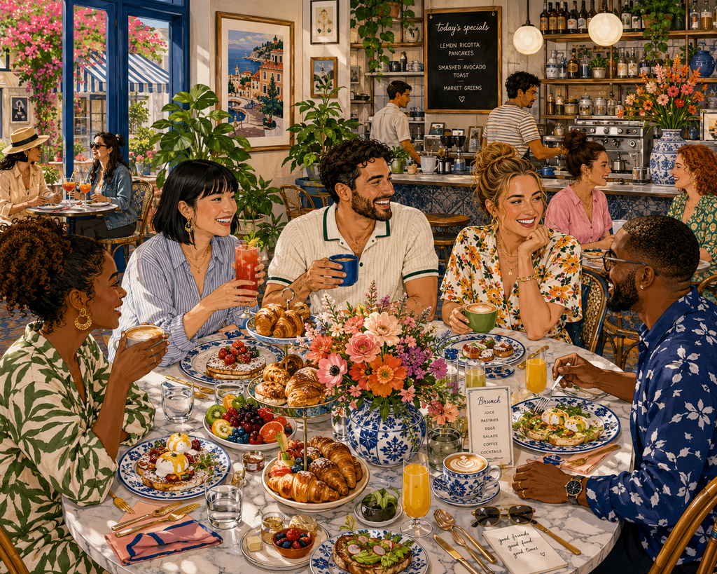Sunday Brunch café gathering jigsaw puzzle by Sondera Piece Club