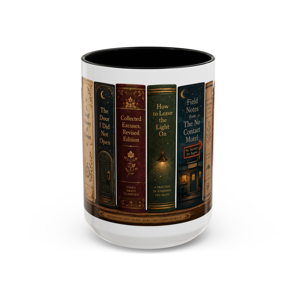Eleven ounce Feeling Archive Library accent mug in black