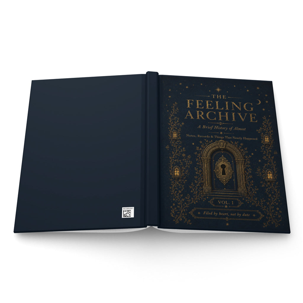 The Feeling Archive hardcover journal with ornate gold-toned doorway cover design