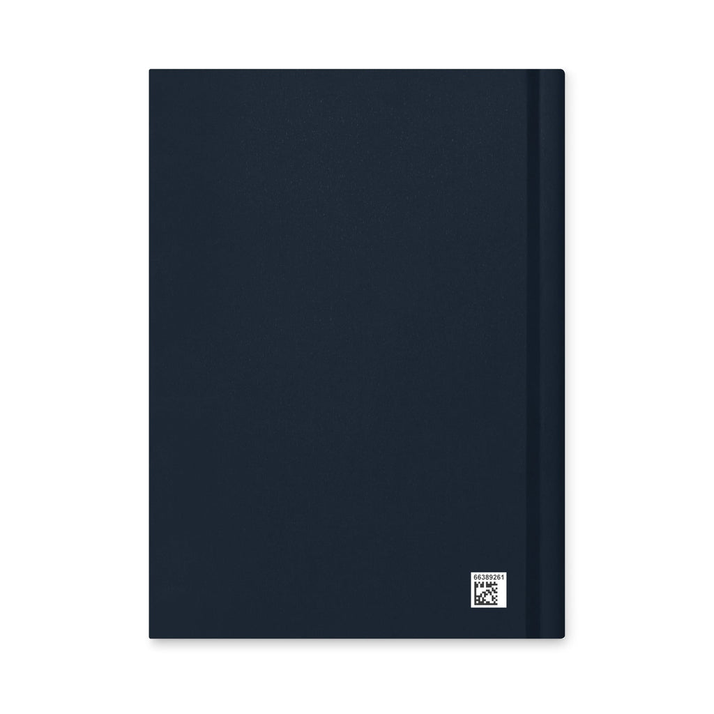 Back cover of the midnight navy A Brief History of Almost hardcover journal