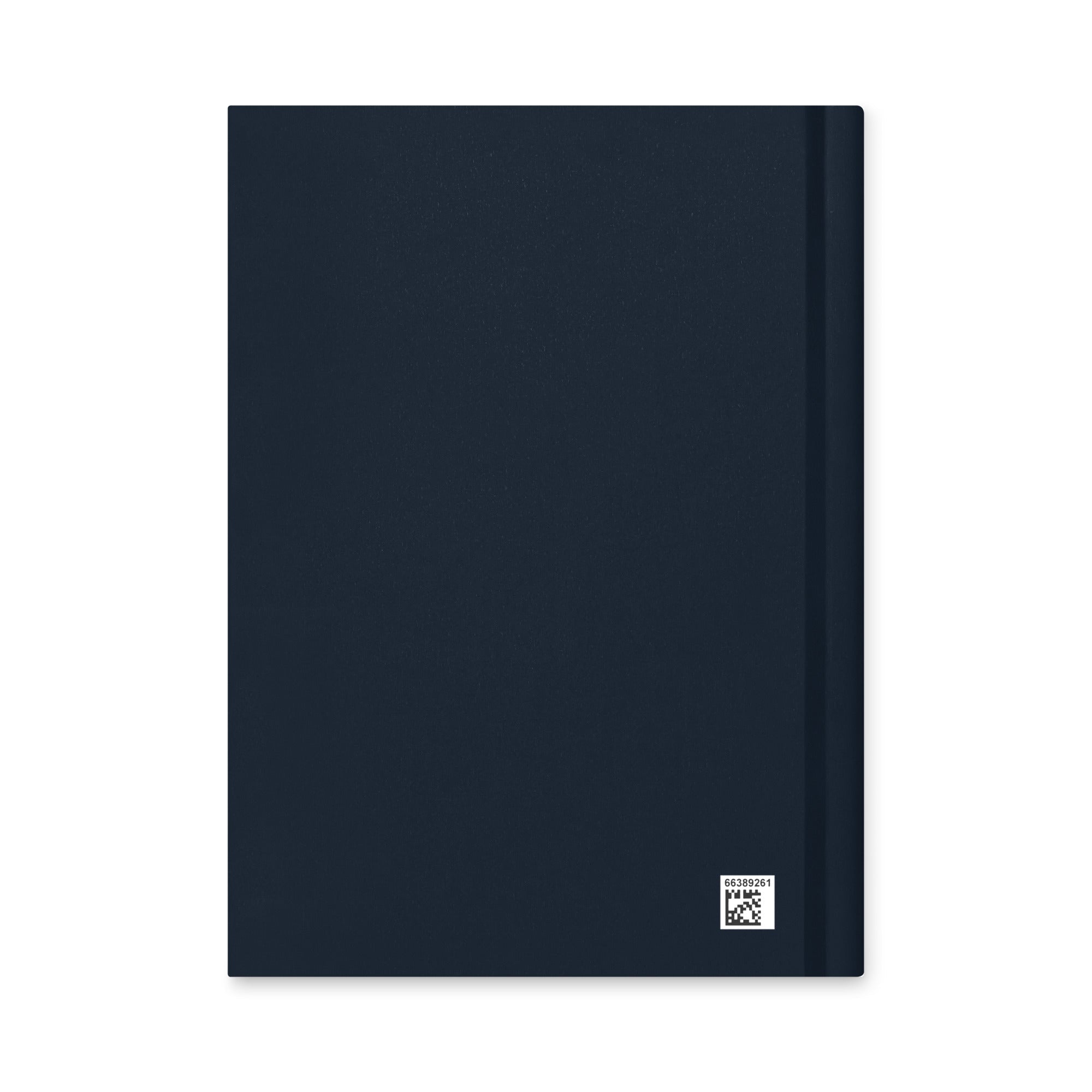 Back cover of the midnight navy A Brief History of Almost hardcover journal