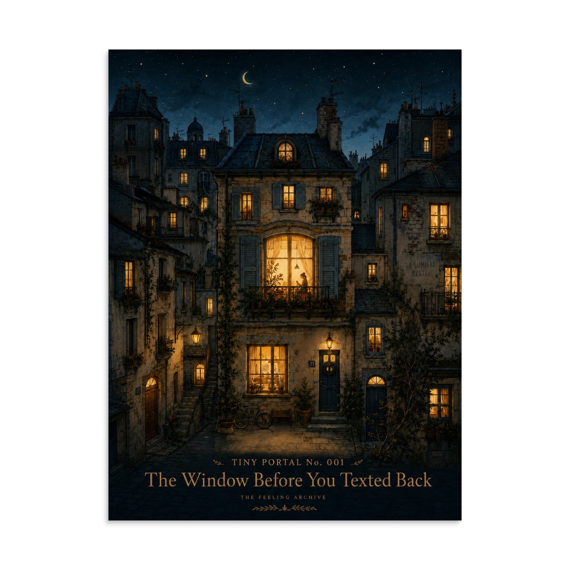 Oversized Tiny Portal No. 001 nighttime city poster in 30 x 40 inches